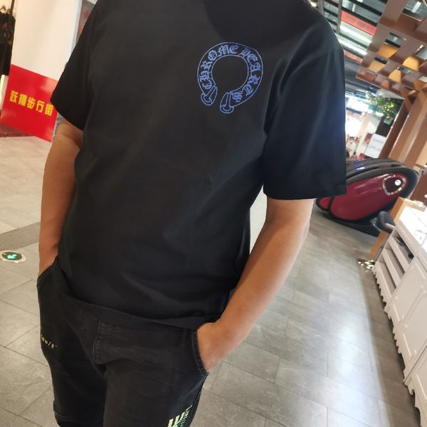 

croosin chao brand 2021 crosin summer sanskrit horseshoe blue sword print casual short sleeve t-shirt for men and wome, White;black