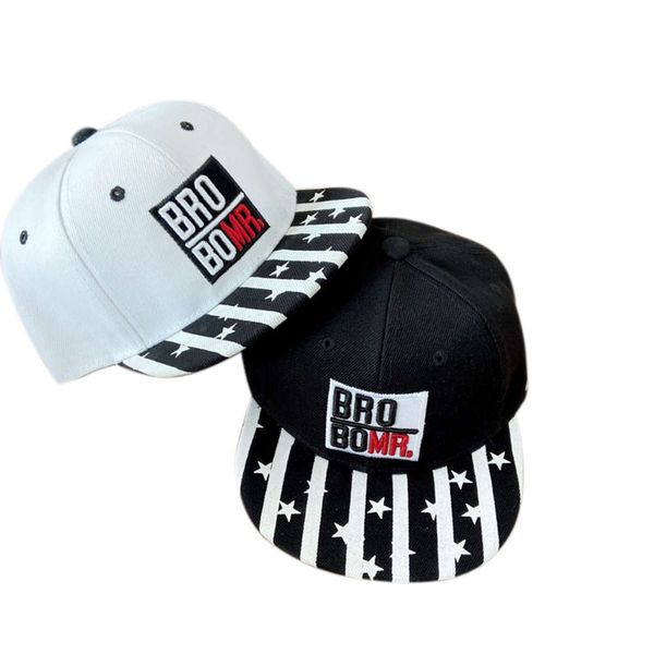

boys girls alphabet embroidered brim printed flat hat hip hop, Yellow
