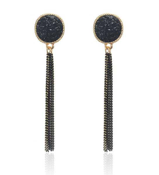 

tassel earrings long geometric chandelier korean versatile women's fashion, Silver