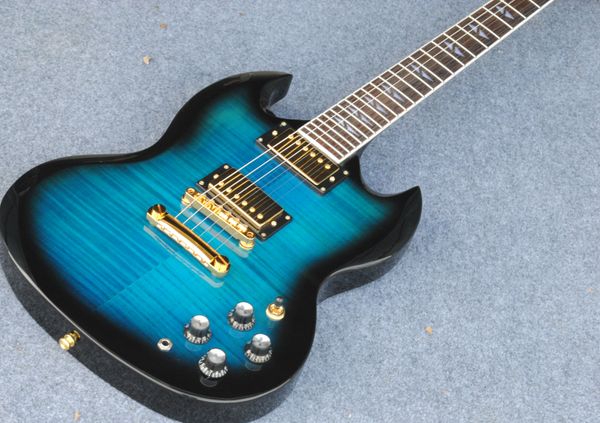 

promotion new arrival flamed maple sg electric guitar gold hardware
