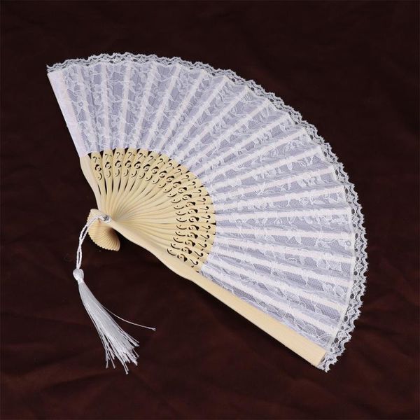 

bamboo vintage fan elegant handheld chinese folding lace hand fans (white) other home decor