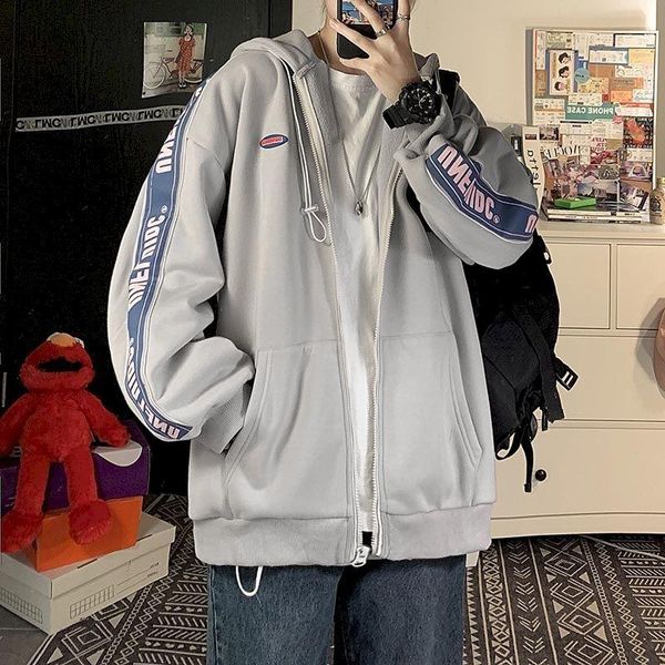 

men's hoodies & sweatshirts fonekie oversized color-blocking cardigan hoodie men women autumn winter plus velvet thick wild sports hood, Black