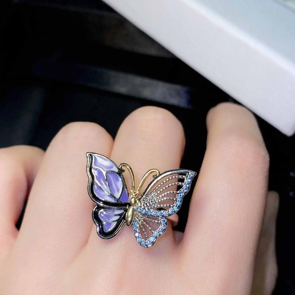 

wedding rings female jewelry girl gift style fashion temperament sweet romantic enamel butterfly ring 2021, Slivery;golden