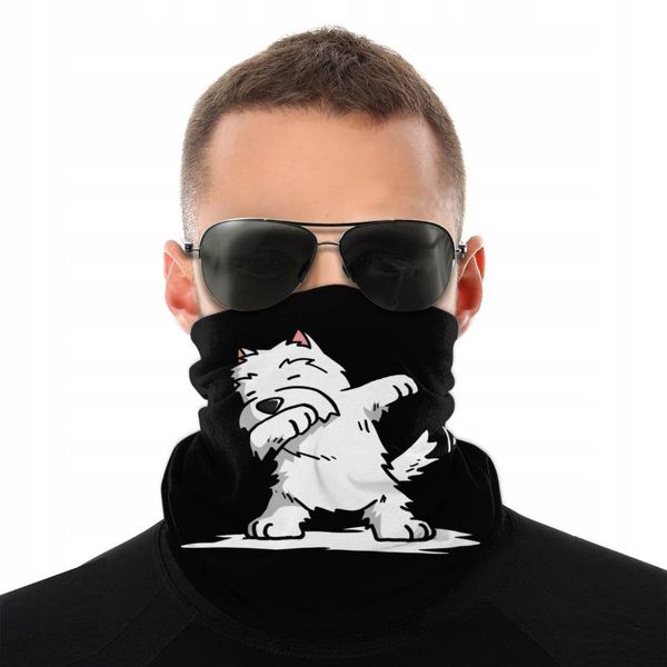 

scarves dabbing west highland white terrier dog half face mask neck gaiter bandana protective headwear cycling hiking, Blue;gray