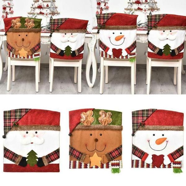 

chair covers cartoon santa claus snowman elk christmas table seat cover 2022 year decorations for home el