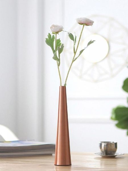 

vases metal flower vase modern taper for living room wedding decor cylinder pure color plant simulation jardiniere