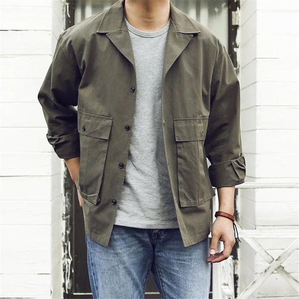 

american style lapel m43 jacket spring and autumn vintage tooling coat for men men's jackets, Black;brown