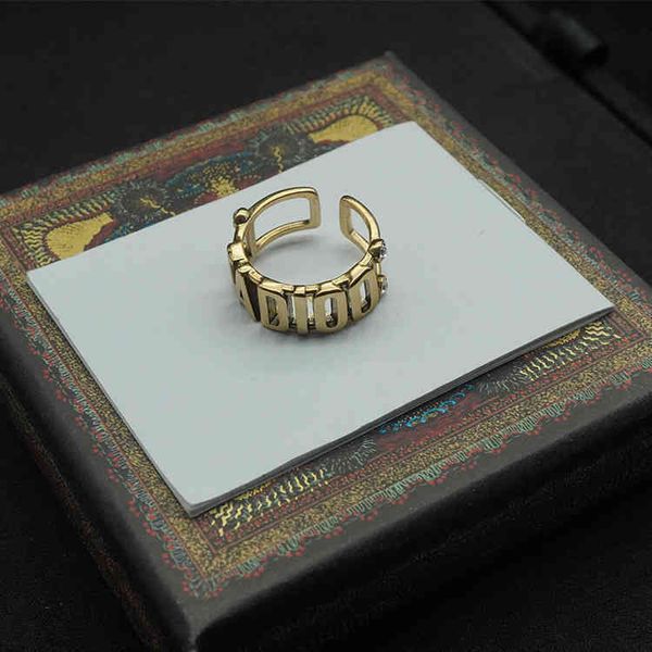 

factory specials aa ja letter diamond inlaid open ring fengwang red same type live broadcast with goods, Silver
