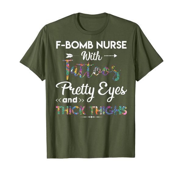 

f-bomb nurse with tattoos pretty eyes and thick thigh shirts t-shirt, White;black