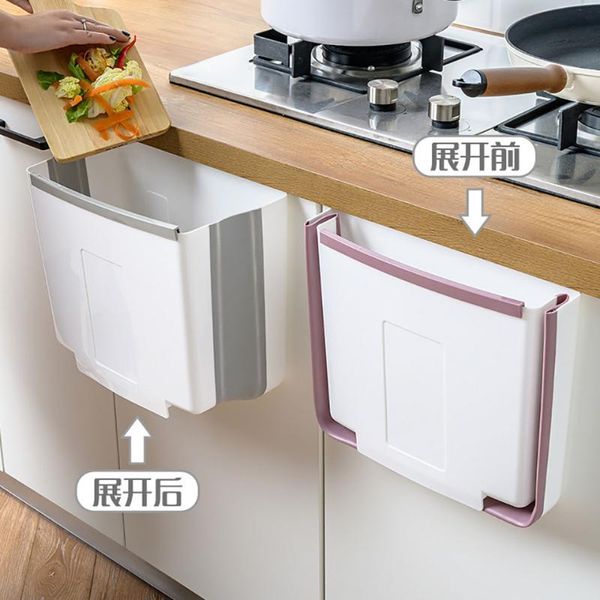 

wall-mounted foldable kitchen trash can cabinet door hanging car toilet garbage waste storag storage bottles & jars