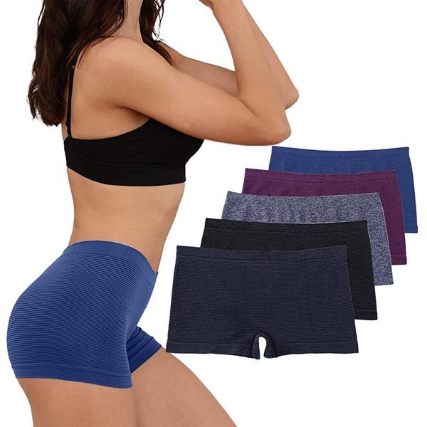 

women's panties 5pcs elastic seamless women safe short pants tights for safety under shorts leggin style boxer, Black;pink