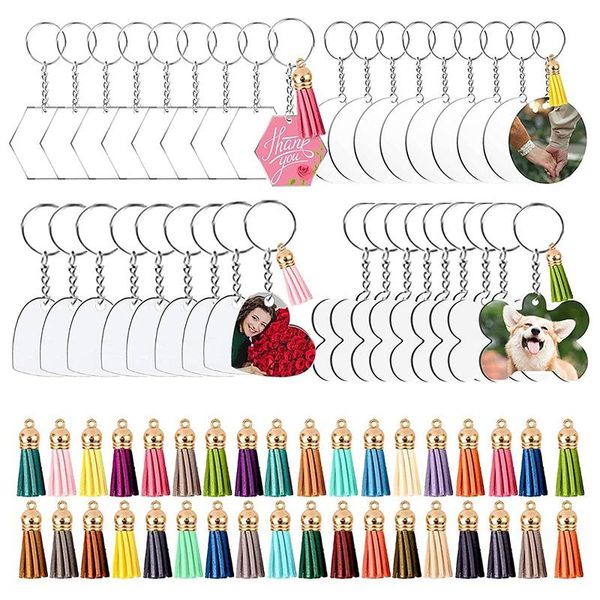 

hooks & rails -acrylic keychain blanks,36pcs acrylic tassels,36pcs key chain rings and jump ring for diy