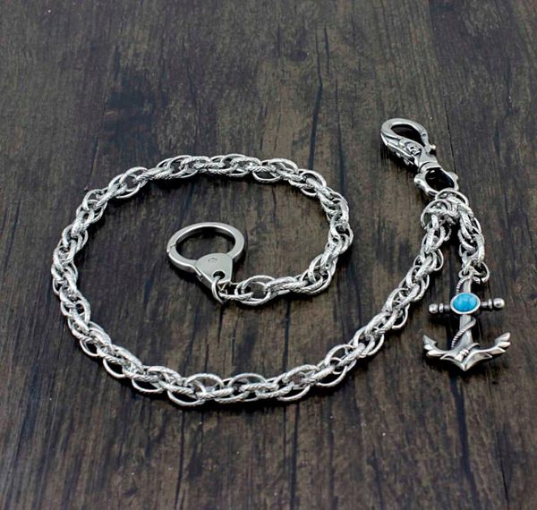 

keychains never fade stainless steel anchor biker rocker wallet chain keychain, Silver