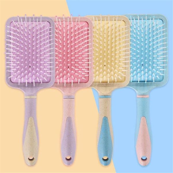 

hair brushes detangling brush scalp massage comb paddle straight curly salon hairdressing hairbrush styling tool, Silver
