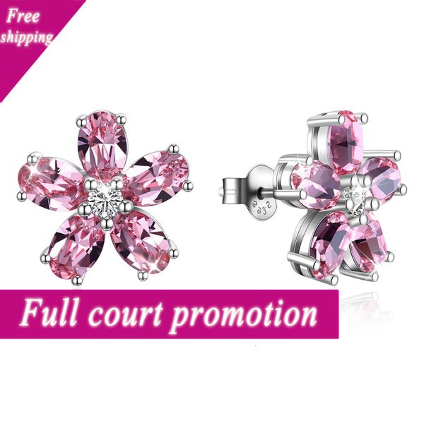 

lecani adopts shijia element crystal round face to show thin earrings, light luxury 925 sterling silver petal earrings sve321, Golden