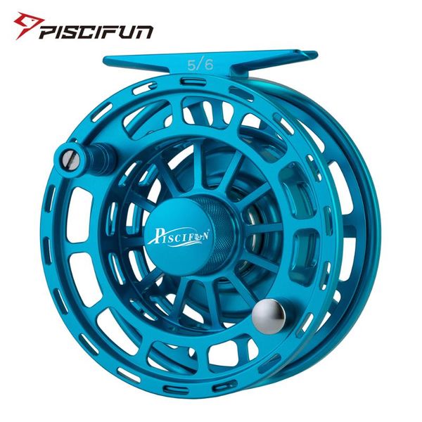 

piscifun platte blue fishing reel 3/4 5/6 7/8 9/10 wt cnc machine cut large arbor aluminum baitcasting reels