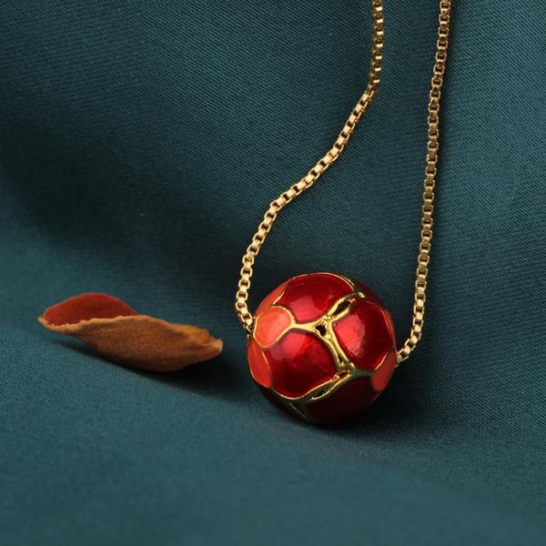 

pendant necklaces original vintage delicate cloisonne red ball necklace,classic chokers necklace,chains pendants jewellry for women, Silver