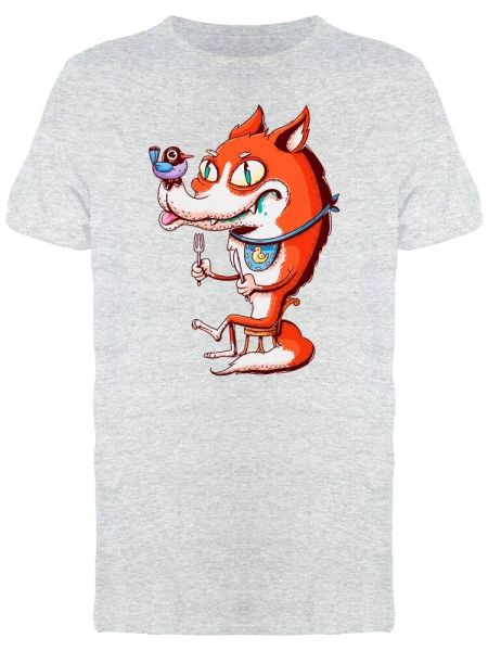 

fox getting ready for meal icon men's tee -image by shutterstock, White;black
