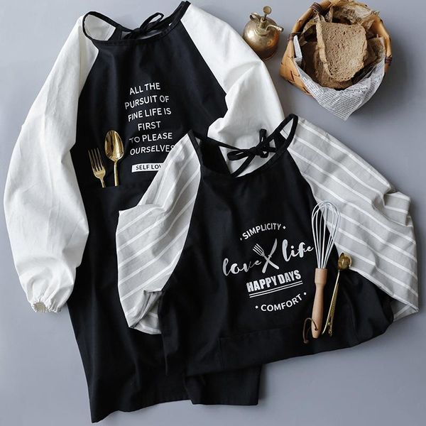

aprons nordic wind kitchen apron for woman man black cooking coffee shops and flower smocks womenswear