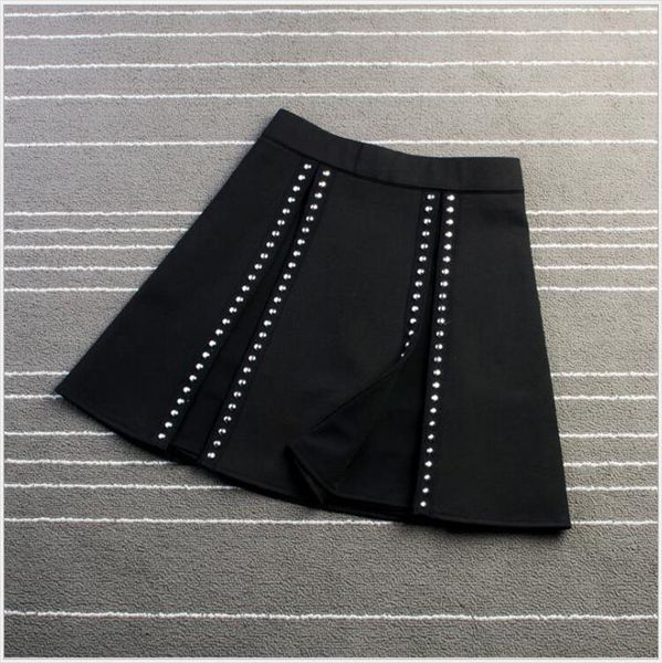 

summer black punk rivet mini women skirt polyester pleated high waist womens steampunk short goth skirts