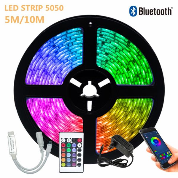 

strips led strip light 5m 10m waterproof bedroom decoration lamp flexible ribbon warm string bluetooth controller lighting