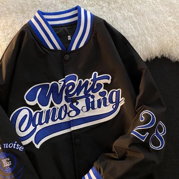 

men's jackets hip hop furry patchwork color block womens harajuku college style bomber jacket men baseball coats 3 streetwear, Black;brown