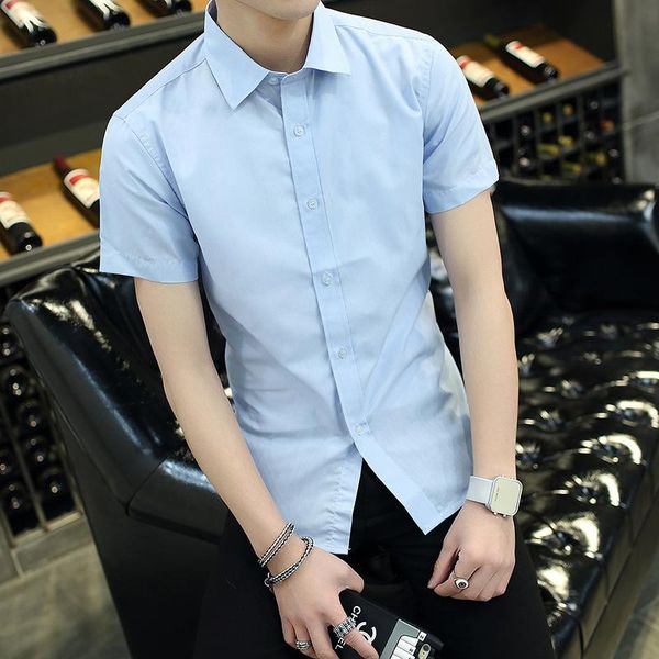 

men's casual shirts short sleeve shirt male 2021 summer cardigan men, White;black