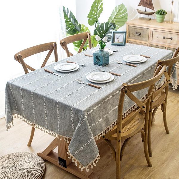 

table cloth ins nordic cotton linen tablecloth embroidery tassel runner home decor cover for wedding dining
