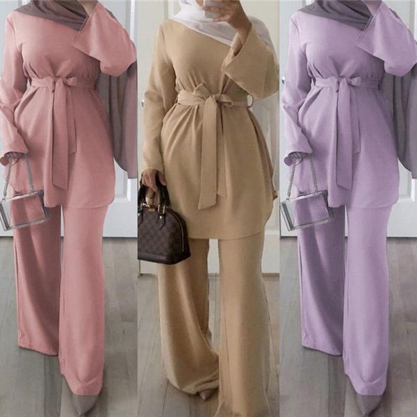 

ethnic clothing eid mubarek women abaya dubai islam turkey hijab muslim fashion karftan marocain femme middle east islamic pant set, Red