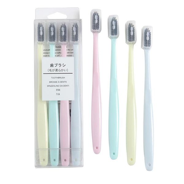 

toothbrush 4pcs/set family environmental bamboo charcoal for oral health low carbon super soft bristle wood handle