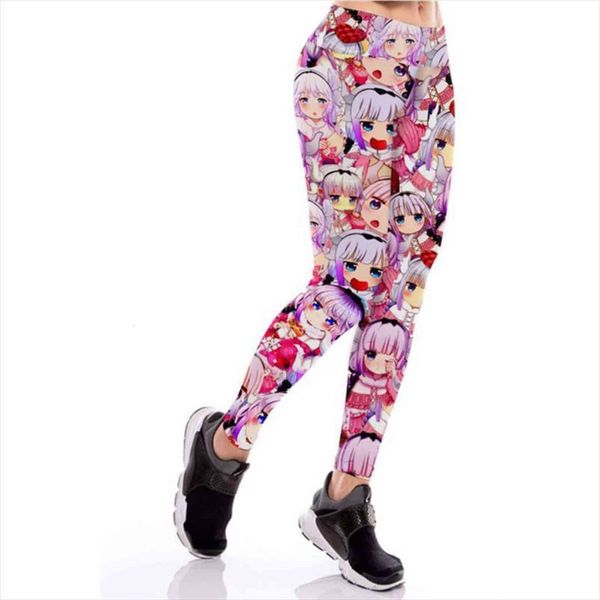 

anime idol wife exercise fitness womens legging punk rock pants zero two workout jogging for women kanna kamui, Black