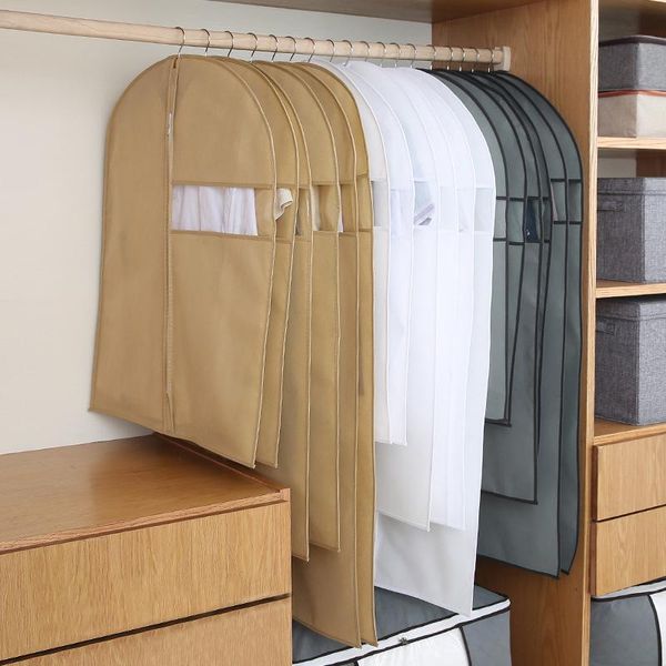 

storage boxes & bins 1pc hanging-type household suit clothes dust cover wardrobe organizer non-woven fabric bag coat