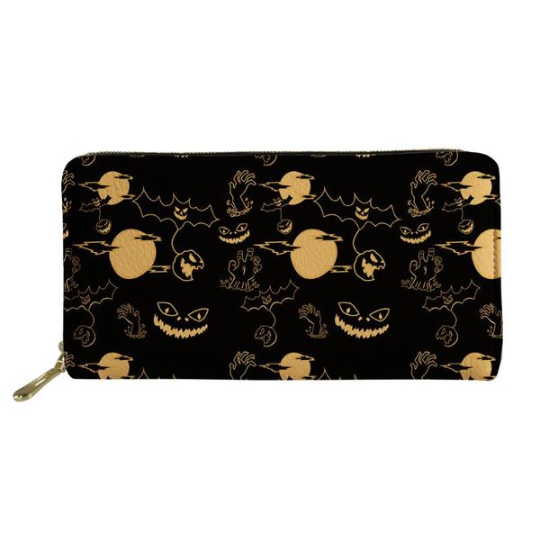 

wallets black ghost pattern wallet men and women same card case fashion simple long large capacity clutch coin purse luxury, Red;black