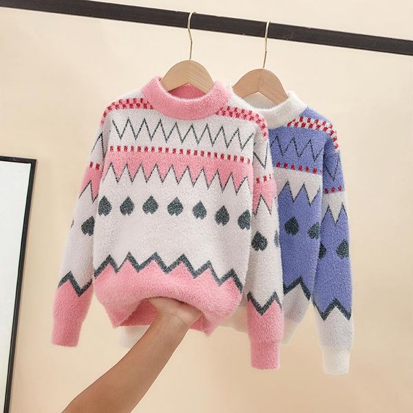 

women's sweaters children's sweater girl's warm striped heart pattern winter casual knit bottom for cuhk children, White;black