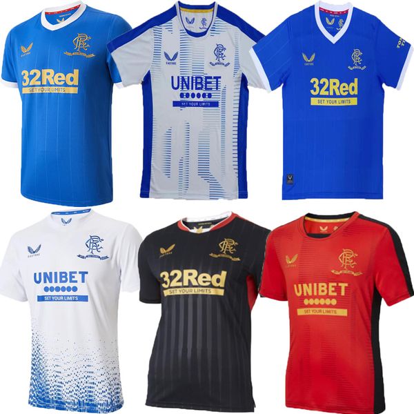 

21 22 rangers soccer jerseys 150th anniversary glasgow 2021 2022 training tee champions 55 defoe barker morelos player version men kids wome, Black;red