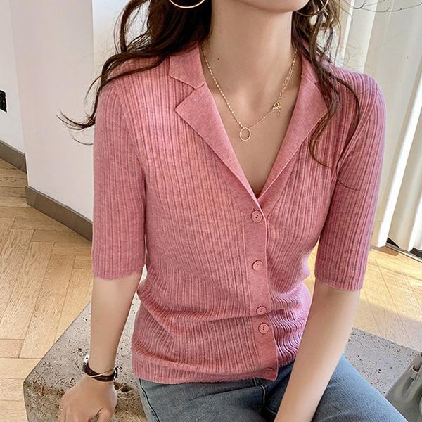 

women's knits & tees cardigan women spring autumn collar wool half sleeve solid sweaters ladies slim knitted cardigans korean fashi, White