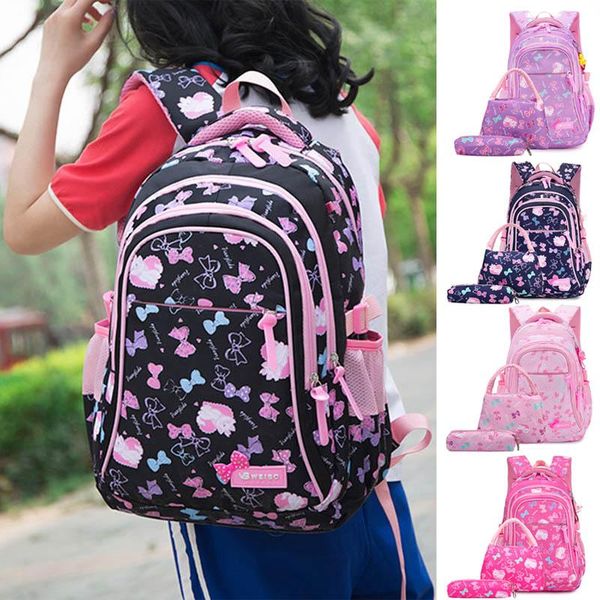 

3pcs/set girl light waterproof backpack sweet print schoolbag -mx8