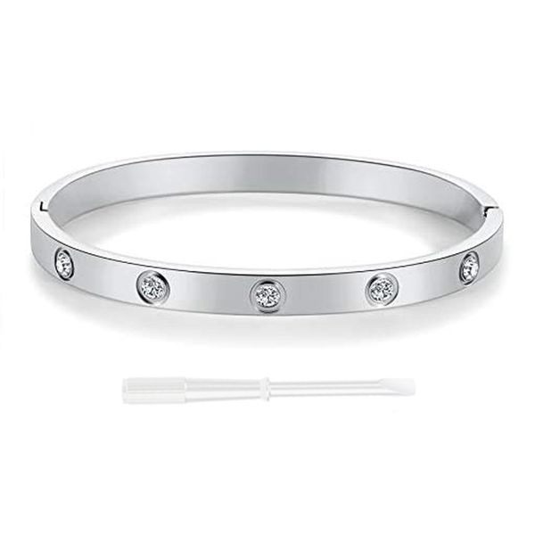 

women christmas gift friendship love jewelrys bangle gold plated bracelets stainless steel crystal bracelet ladies jewelry bangles, Black