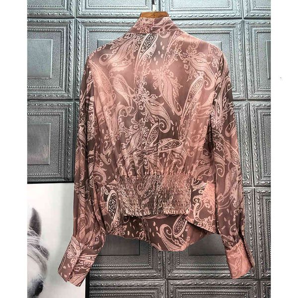 

capris blusas feminino 2021 spring summer national silk blouses women v-neck vintage print long sleeve elegant shirt female, Black;gray
