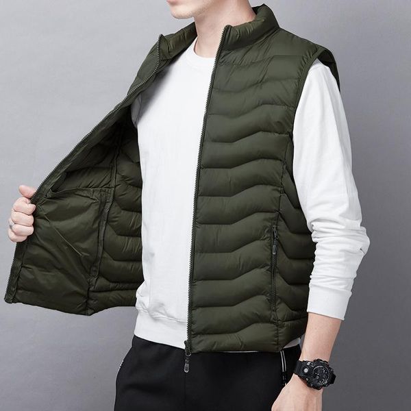 

men's vests cotton vest boys' light and thin with campshoulder vest, autumn winter coat korean fashion handsome youth, Black;white