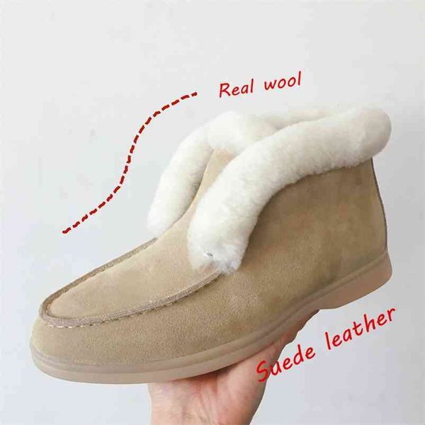 

ankle boots cow-suede-leather natural-fur warm winter slip-on snow for women 210914, Black