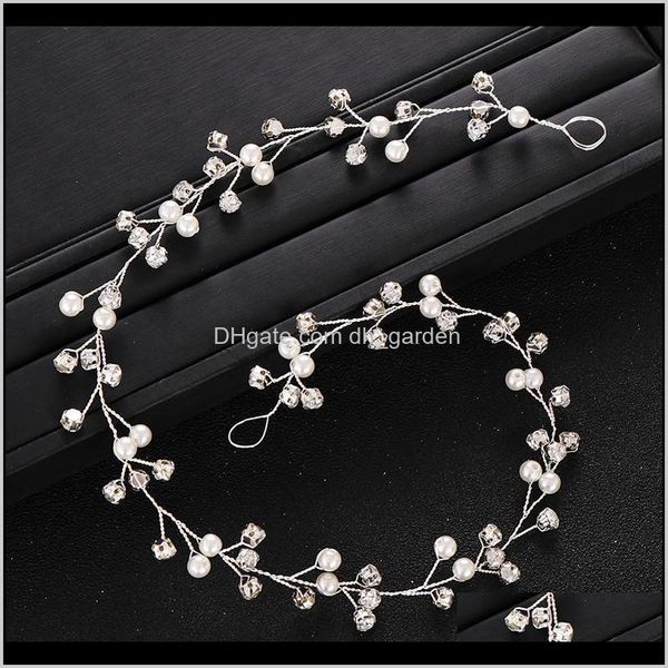 

wedding tiara sier color crystal pearl handmade bridal headband vine headpiece women hair jewelry aessories drop delivery 2021 salyi, Slivery;golden
