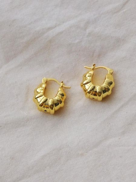 

timeless wonder brass geo croissants hoops earrings women jewellry punk ins trendy designer party goth korean emo egirl mix 2383 hoop & hugg, Golden;silver