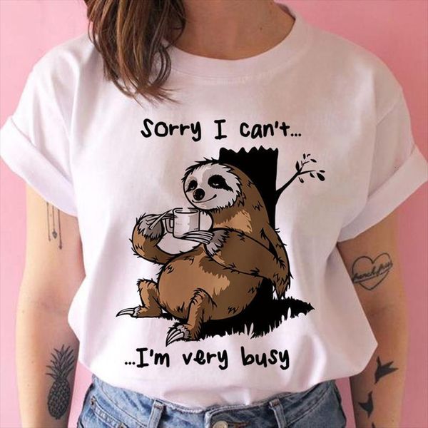 

harajuku couples cartoon kawaii mens and womens funny sloth print for women summer casual white pink vintage, White;black