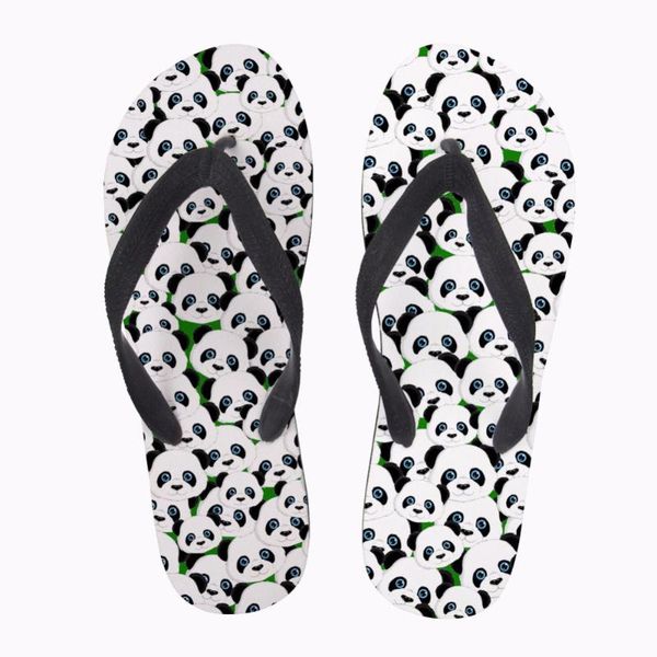 

slippers noisydesigns cute animal panda pattern summer women flip flops slip-on house flipflops woman beach casual shoes, Black