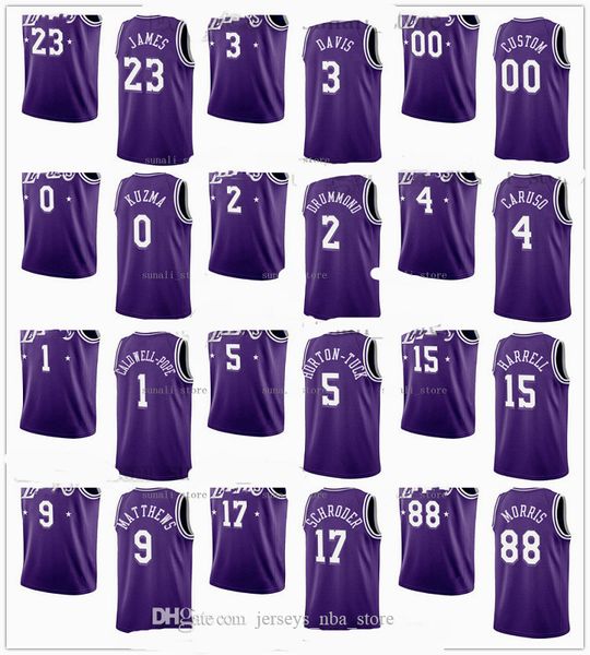 

2022 city purple basketball jerseys ben mclemore kentavious caldwell-pope talen horton-tucker markieff morris jared dudley 12 cacok kostas a, Black;red