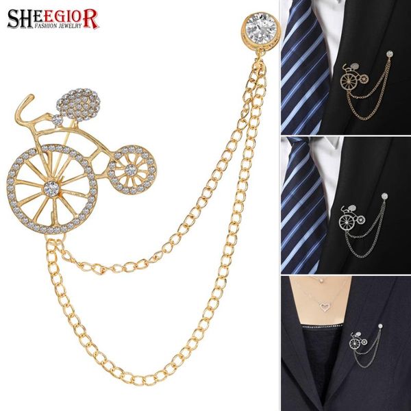 

pins, brooches crystal bicycle brooch pins men badge buckle gold tassel bike pendant rhinestone for women accessories friendship gifts, Gray