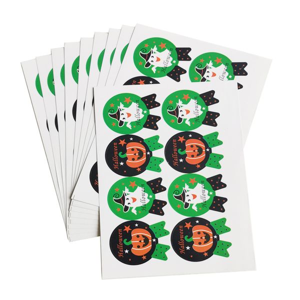 

10pcs halloween packaging sealing labels toys 2021 new halloween pumpkin ghost cake packaging sealing label baking stickers#38