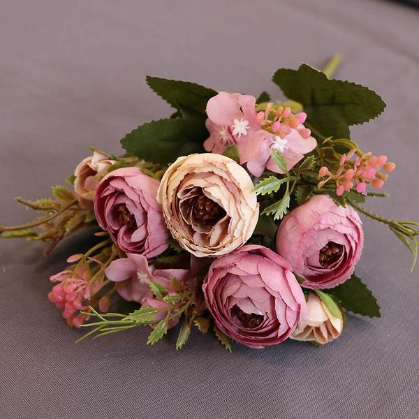 

decorative flowers & wreaths multicolor beautiful artificial silk fake tea rose floral camellia wedding party home decoration bouquet @ls
