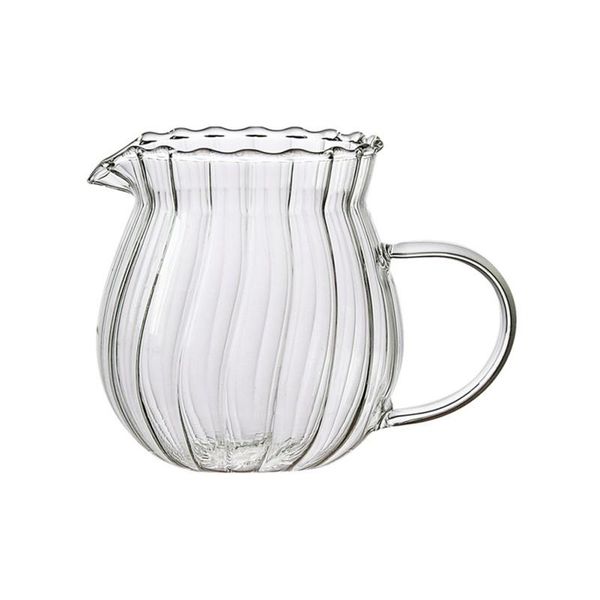 

300/550ml japanese glass cup stripe milk jug with handle coffee tea separator heat-resistant fair home cafe drinkware wine glasses
